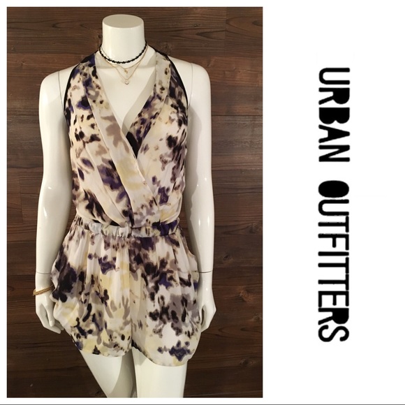 Urban Outfitters Dresses & Skirts - Silence + Noise Watercolor Faux Wrap Romper